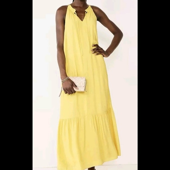 Nine West Dresses & Skirts - Nine West Canary Yellow Tiered Halter Maxi Dress Womens Size XL